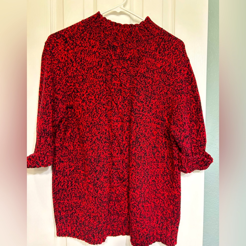 First Issue red and black chunky sweater.